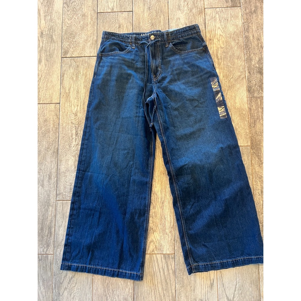American Eagle Dreamy Drape Ultra Wide Leg Jeans 6 Short Low Rise 28W NWT Jean
